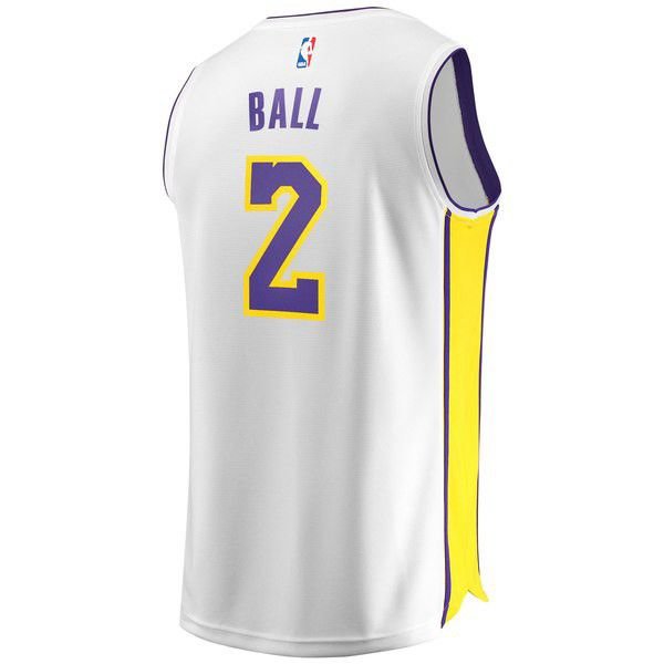 Los Angeles Lakers Lonzo Ball белая майка НБА - Association Edition подростковая