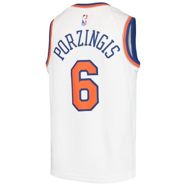 New York Knicks Kristaps Porzingis Найки мужская белая майка НБА