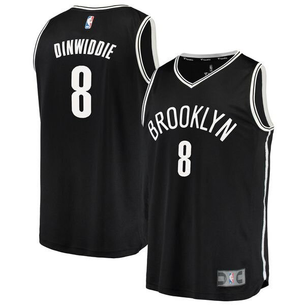 Brooklyn Nets Spencer Dinwiddie Player черная майка НБА - Icon Edition