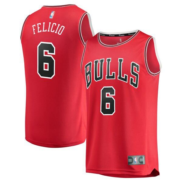 Chicago Bulls Cristiano Felicio Player красная майка НБА - Icon Edition