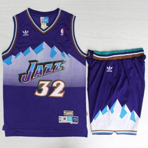 Utah Jazz #32 Karl Malone комплект баскетбольной формы НБА фиолетового цвета Utah Jazz #32 Karl Malone комплект баскетбольной формы НБА фиолетового цвета