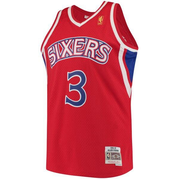 Philadelphia 76ers Allen Iverson M&Ness 1996/97 мужская красная майка НБА