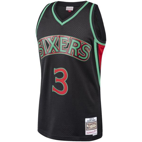 Philadelphia 76ers Allen Iverson M&Ness Christmas Мужская Collection черная майка НБА