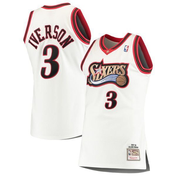Philadelphia 76ers Allen Iverson M&Ness домашняя 1997/98 белая майка НБА