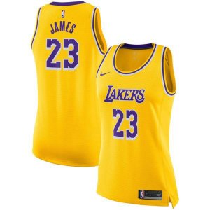 Los Angeles Lakers LeBron James Найки мужская золотая майка НБА - Icon Edition