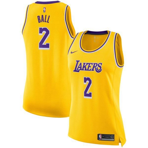 Los Angeles Lakers Lonzo Ball Найки мужская золотая майка НБА - Icon Edition женская