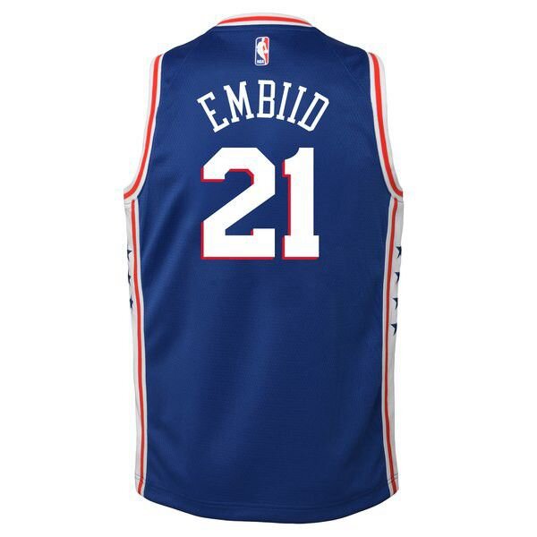 Philadelphia 76ers Joel Embiid Найки мужская синяя майка НБА - Icon Edition подростковая