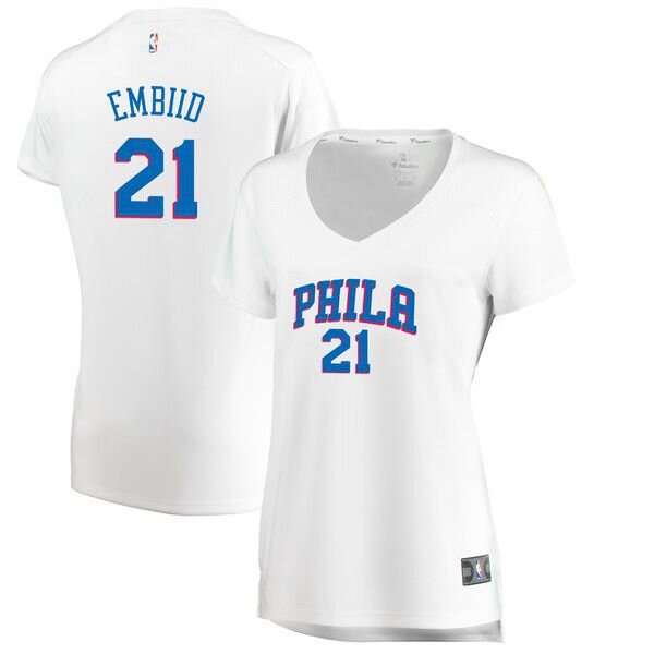 Philadelphia 76ers Joel Embiid Player белая майка НБА - Association Edition женская